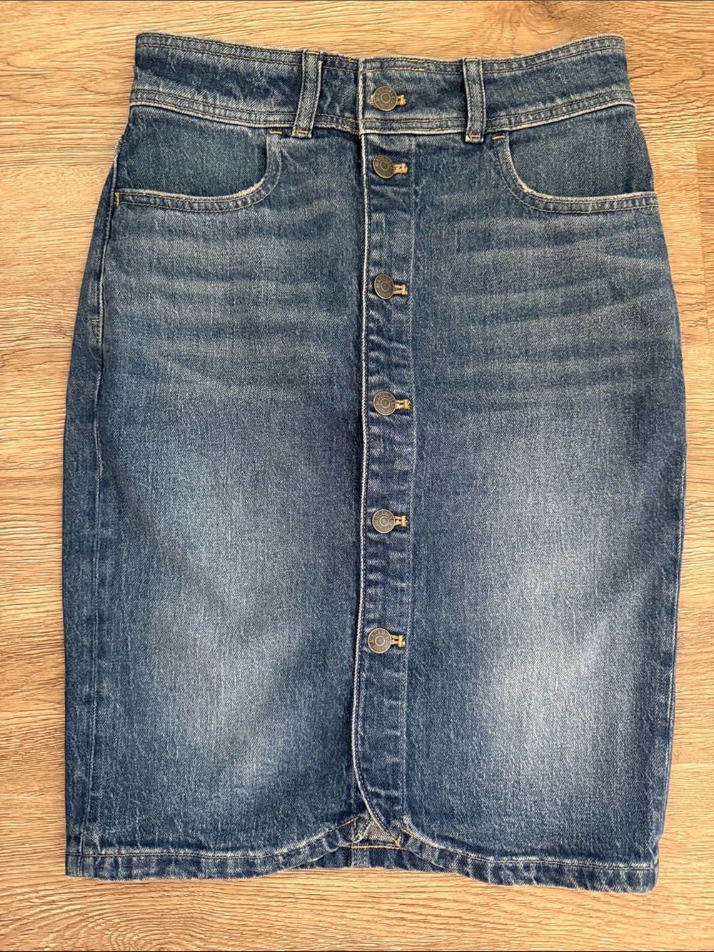 Madewell Blue Button-Front Denim Pencil Skirt